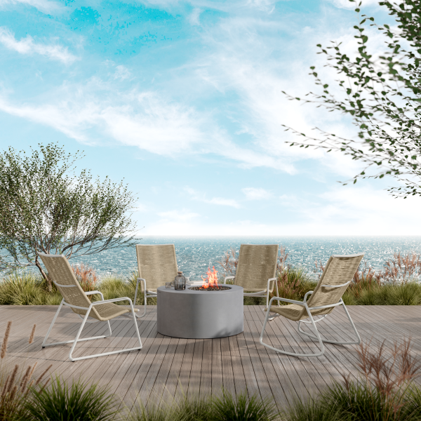 Cabana High Back Chat Barley-Bone + Bellino Fire Pit