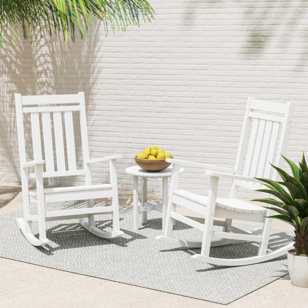 Polywood Estate 3-Piece Rocking Chair Set - Florida Backyard