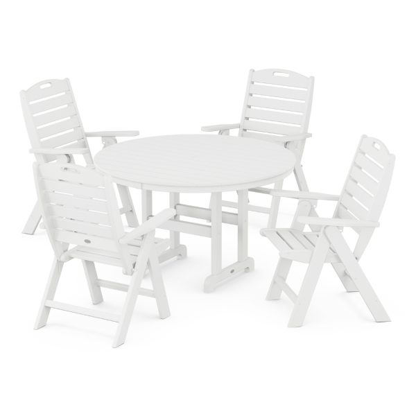 Nautical Folding Chair 5-Piece Round Farmhouse Dining Set