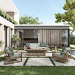 Novara Seating + Trevi Fire Pit Flax