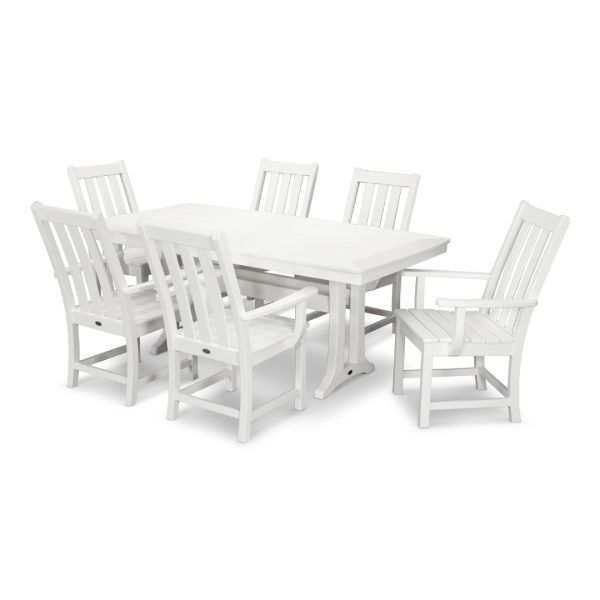 Vineyard 7-Piece Arm Chair Dining Set White