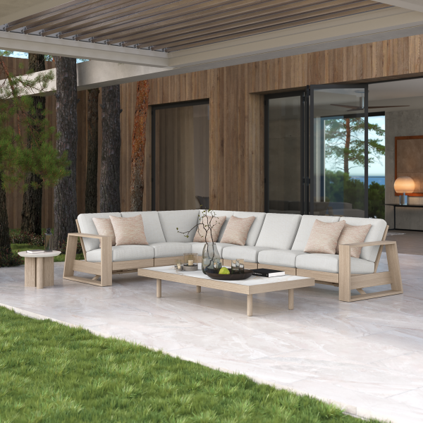 Novara Rocking Sectional Flax + Grande+Aspen Tables