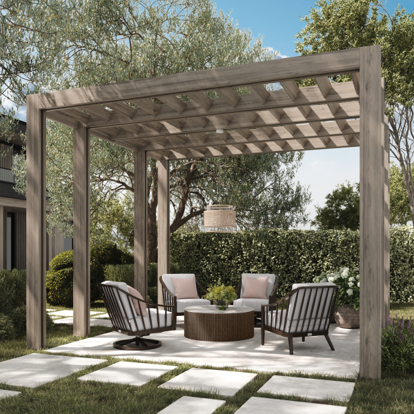 Palazzo Chat Set Cocoa + Hampton+Aspen Chat Table Sable+Alabaster