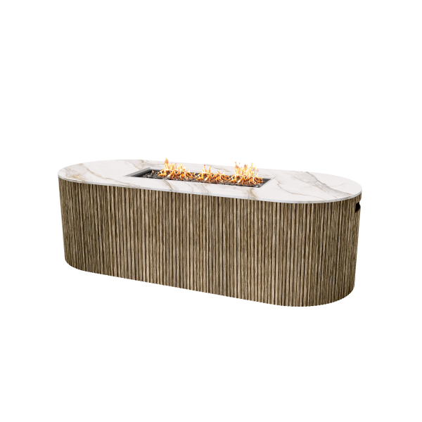 pen Fire Pit Beech + Alabaster - Lit