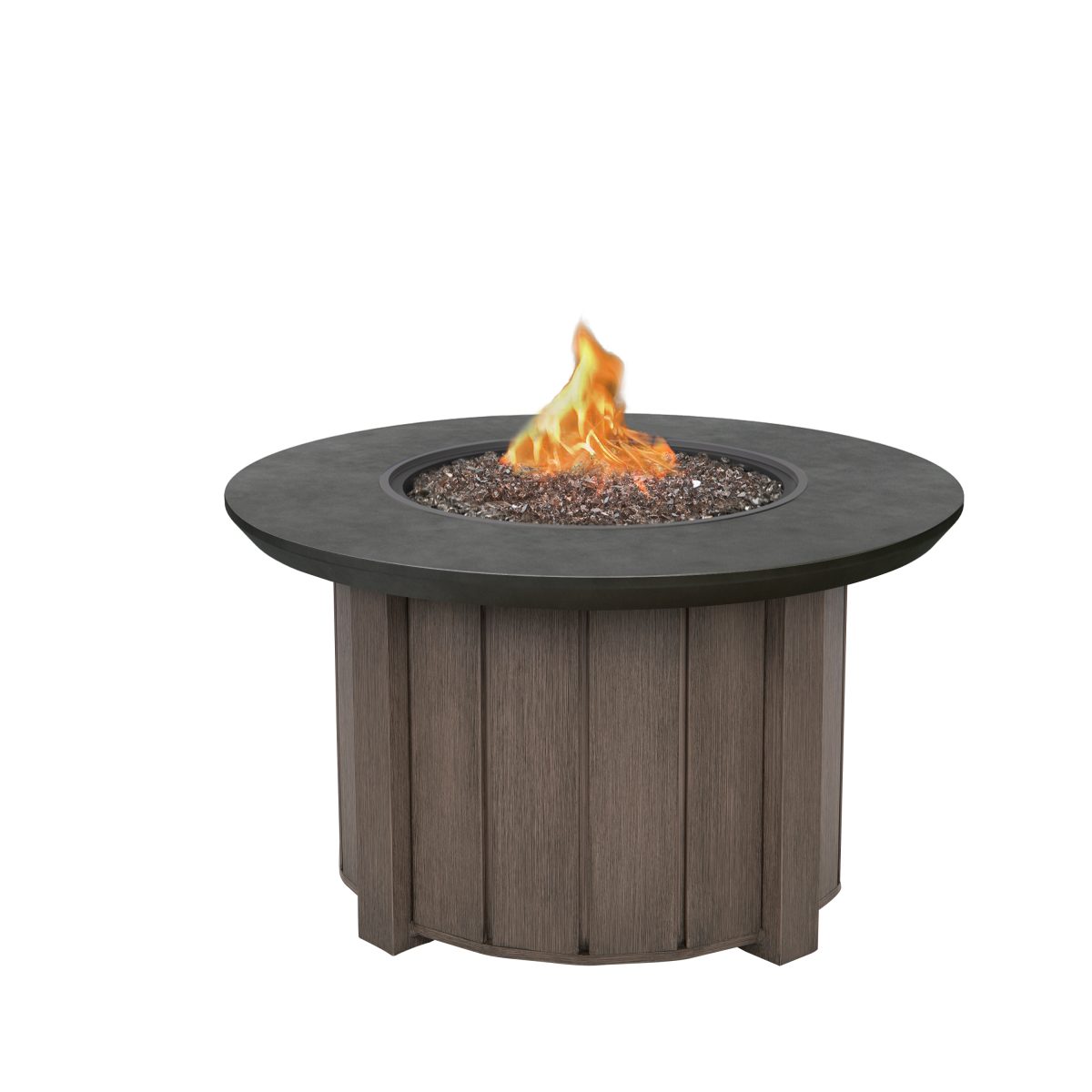 Trevi FIre Pit Round Base Hickory + Bellino Top Iron