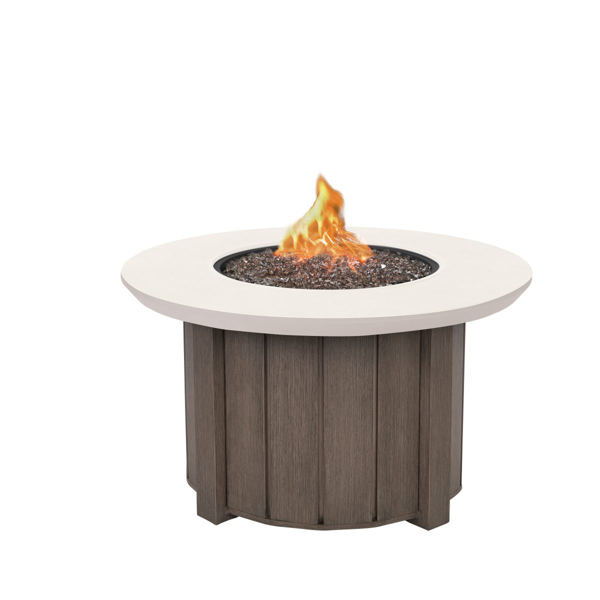 Trevi FIre Pit Round Base Hickory + Bellino Top Ivory