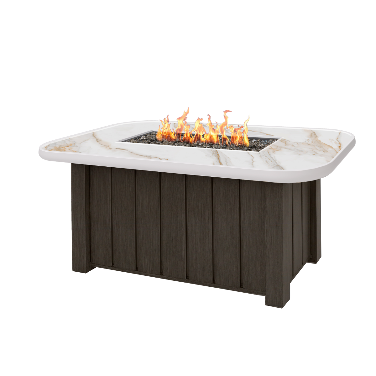 Trevi Fire Pit Rectangular Chestnut + Aspen Alabaster Top