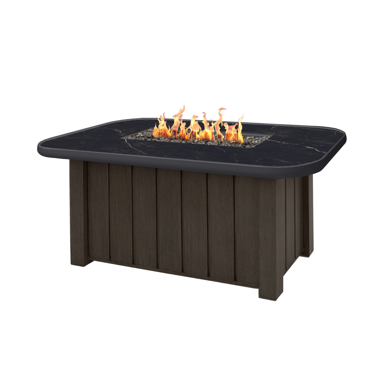 Trevi Fire Pit Rectangular Chestnut + Aspen Onyx Top