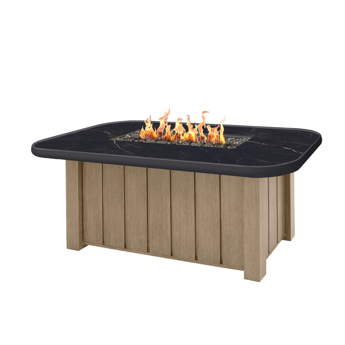 Trevi Fire Pit Rectangular Flax + Aspen Onyx Top