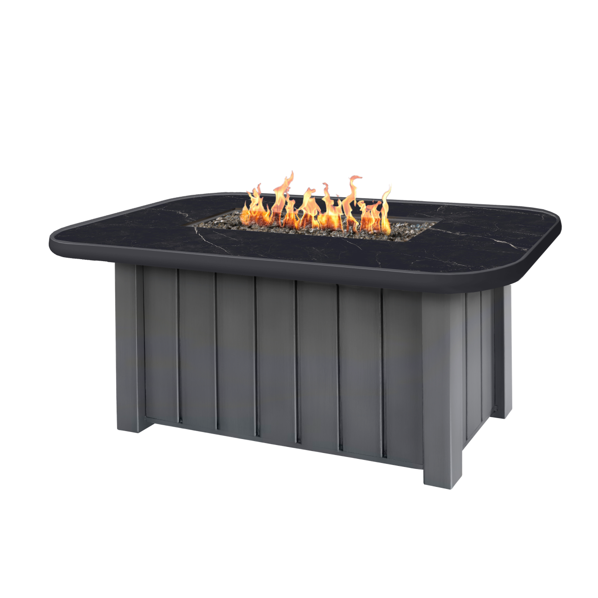 Trevi Fire Pit Rectangular Graphite + Aspen Onyx Top