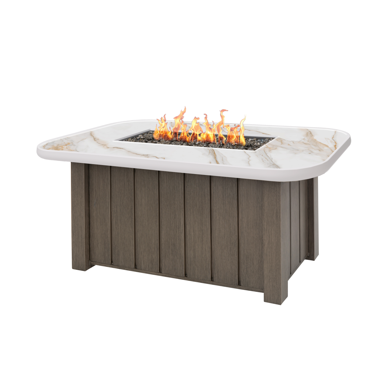 Trevi Fire Pit Rectangular Hickory + Aspen Alabaster Top
