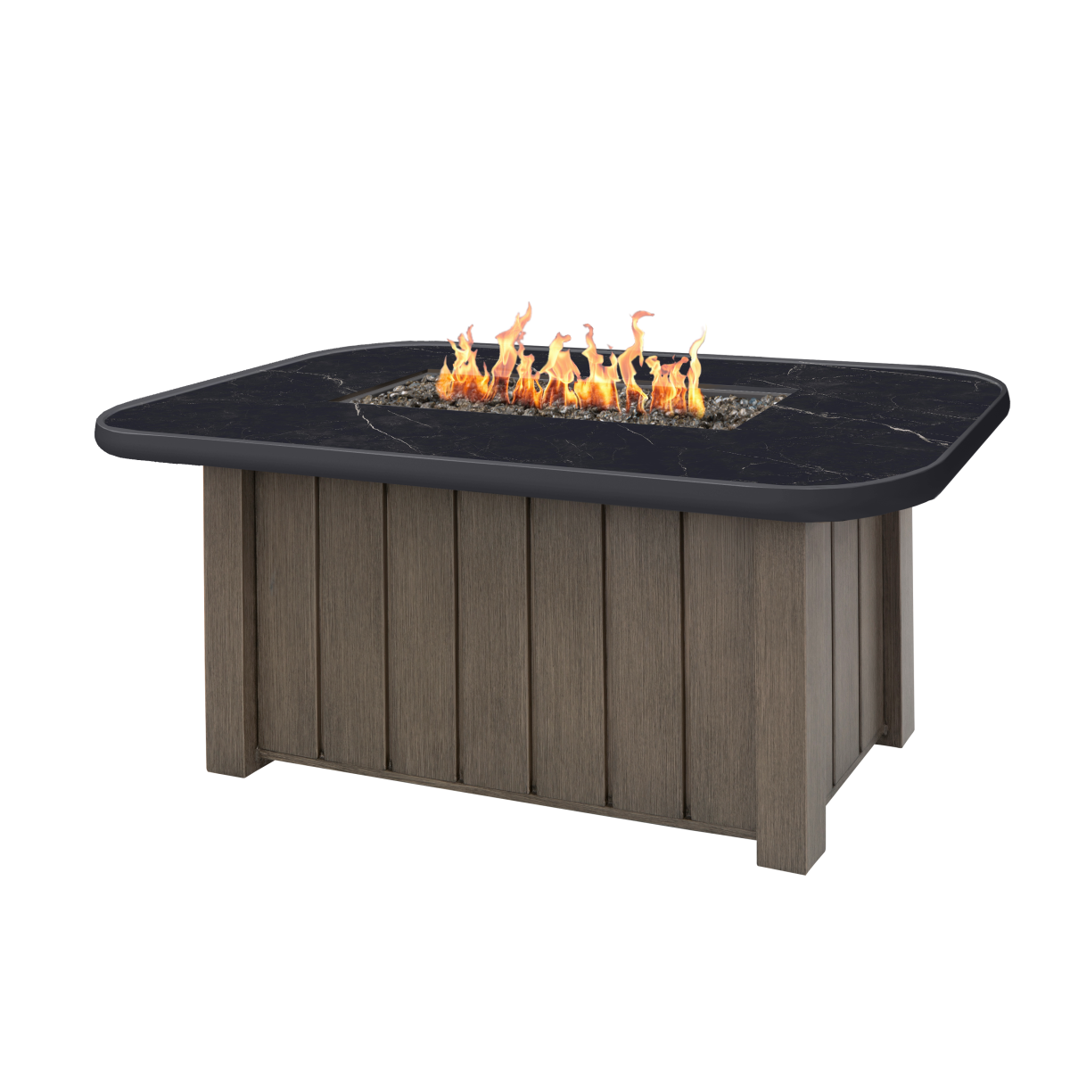 Trevi Fire Pit Rectangular Hickory + Aspen Onyx Top