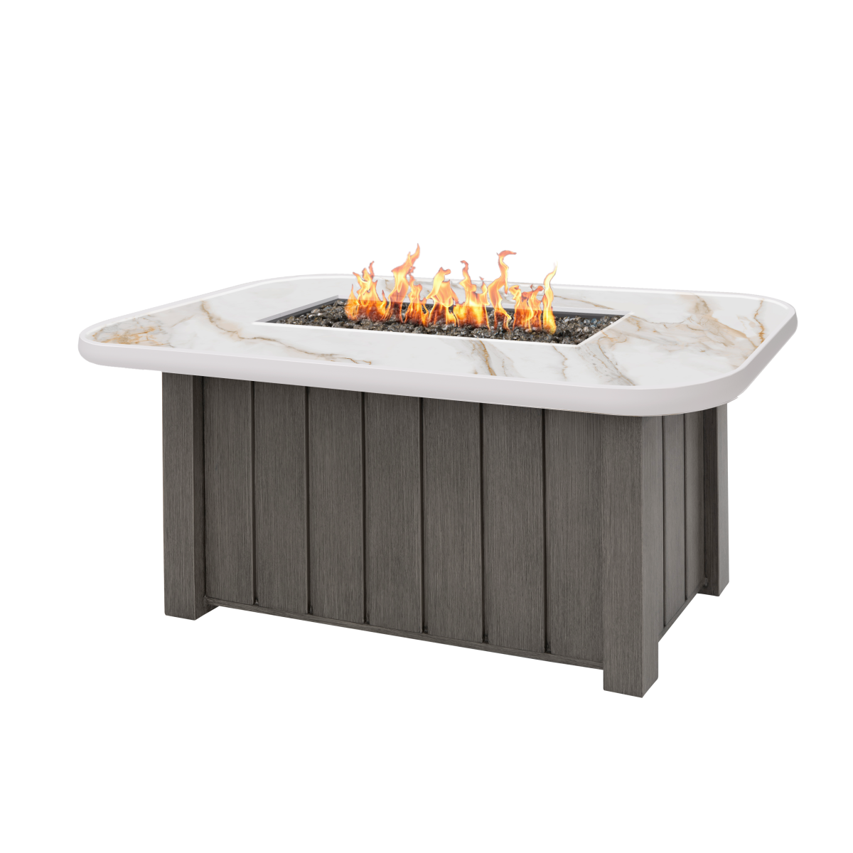 Trevi Fire Pit Rectangular Smoke + Aspen Alabaster Top