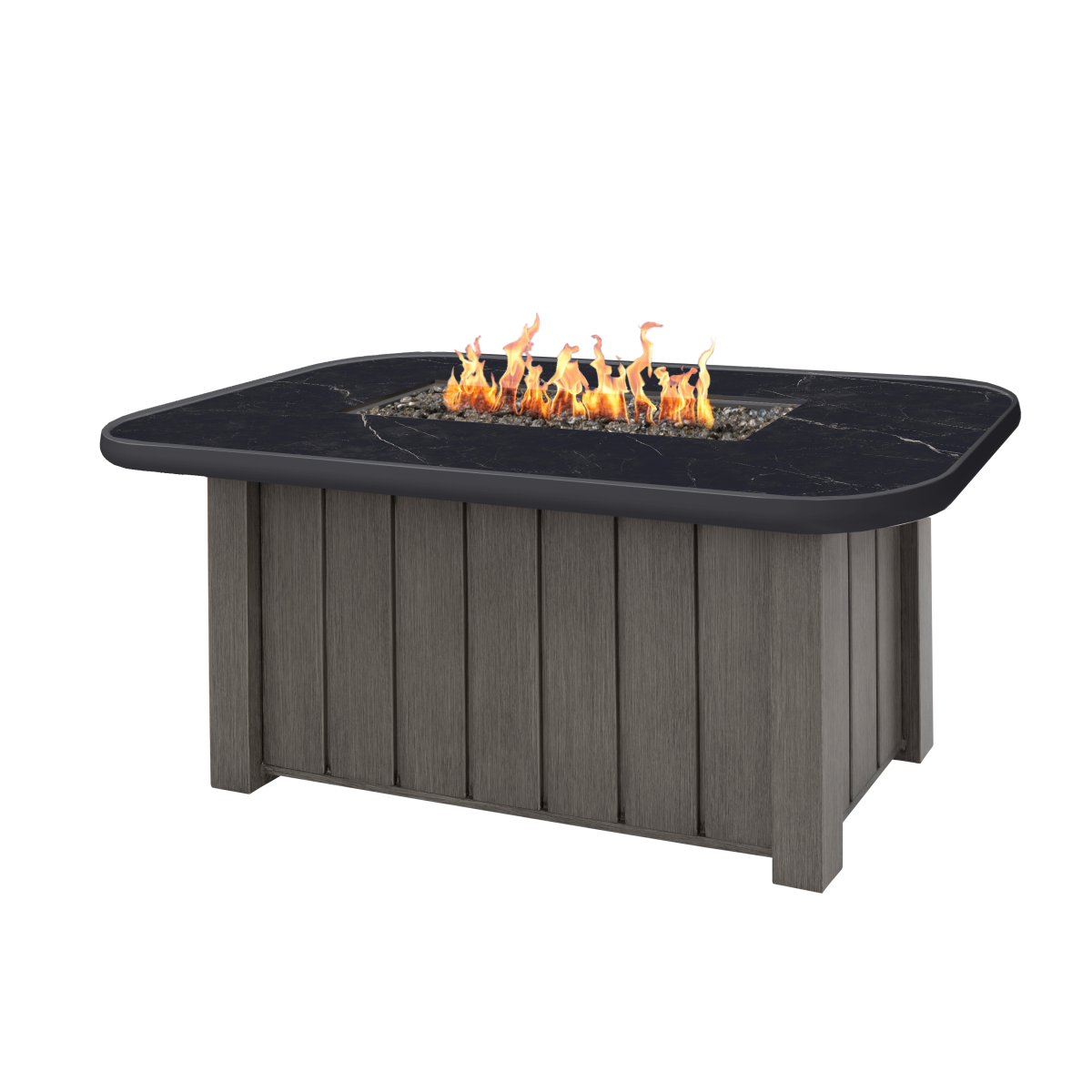 Trevi Fire Pit Rectangular Smoke + Aspen Onyx Top