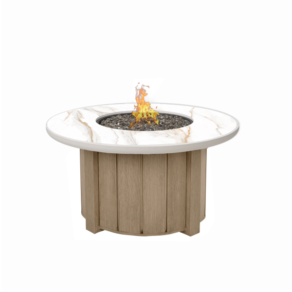 Trevi Fire Pit Round Base Flax + Aspen Aslabaster Top