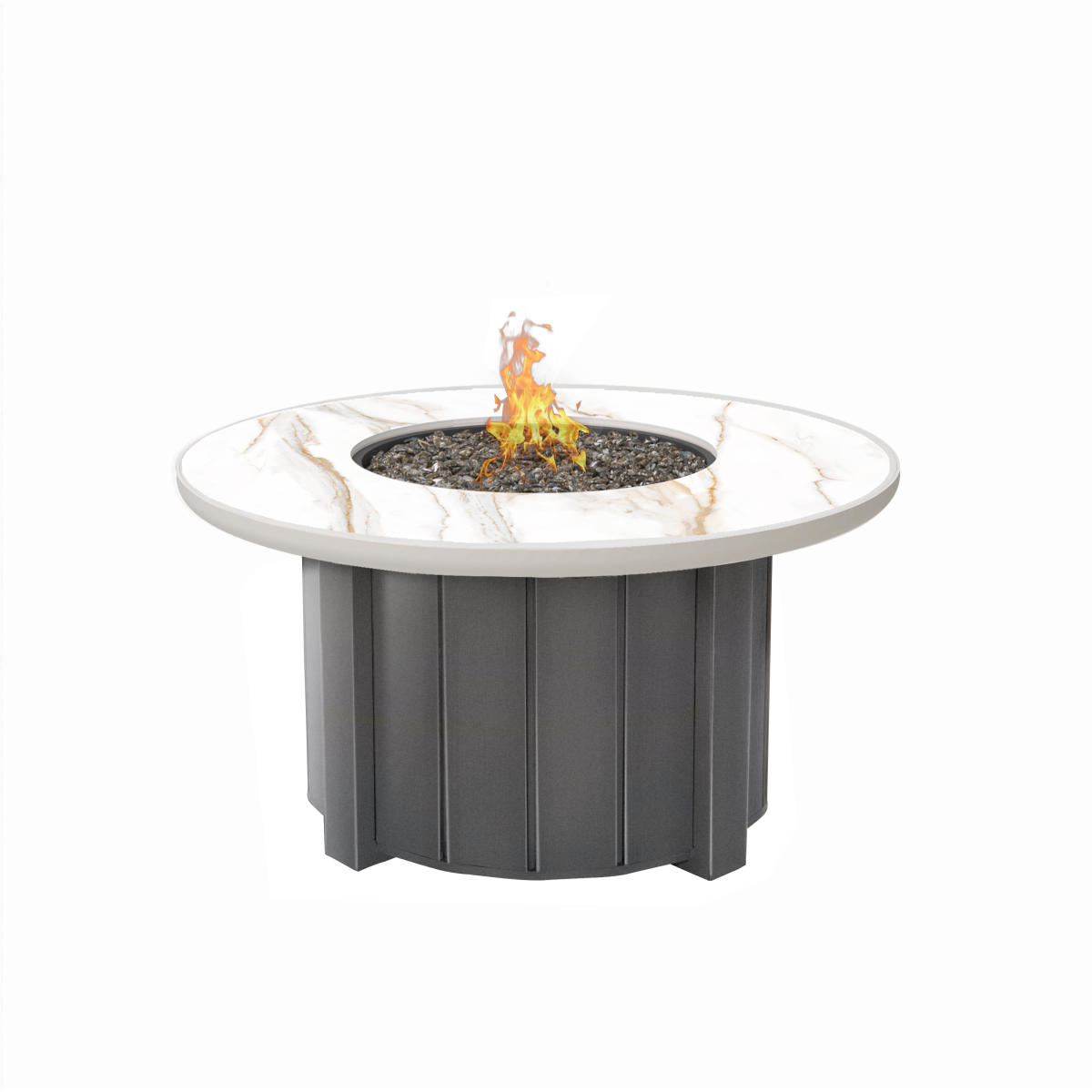 Trevi Fire Pit Round Base Graphite + Aspen Alabaster Top