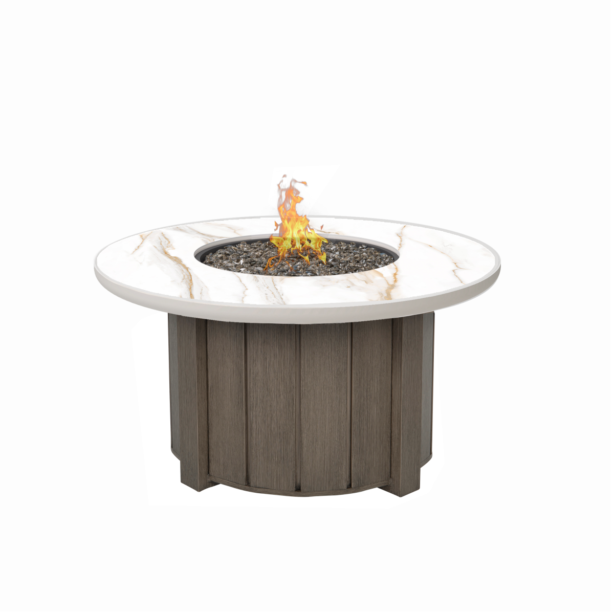 Trevi Fire Pit Round Base Hickory + Aspen Alabaster Top